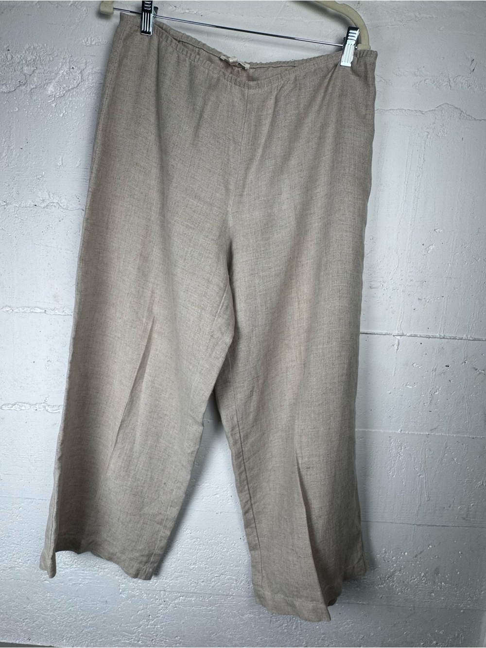 Eileen Fisher 100% Linen wide  Leg ankle Pants Mid‎ rise Lagenlook Beachy M